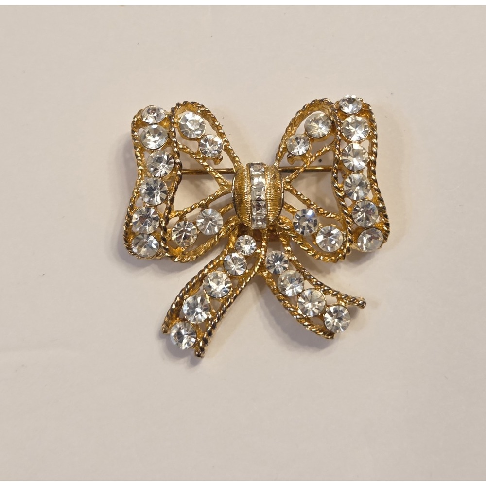 Stunning 1950s Eisenberg Ice Rhinestone Bow Brooch